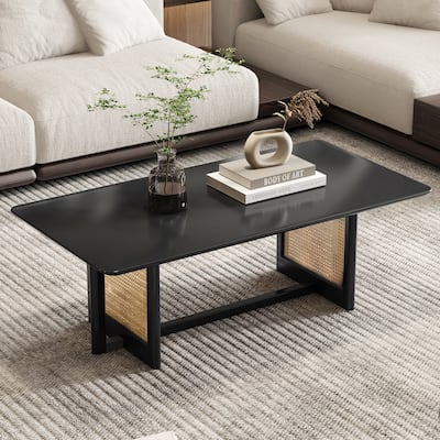 rattan and solid wood coffee table dining table
