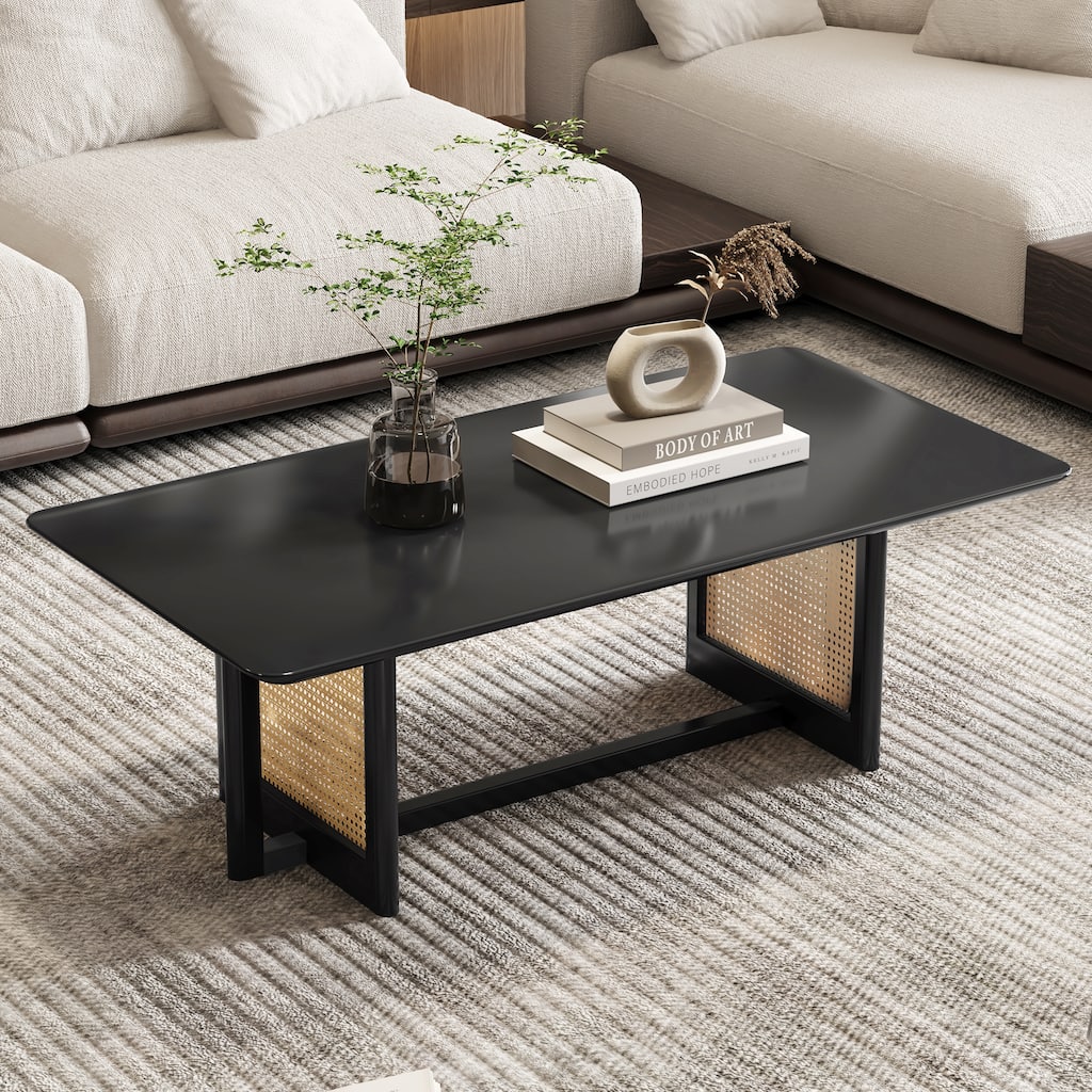 rattan and solid wood coffee table dining table