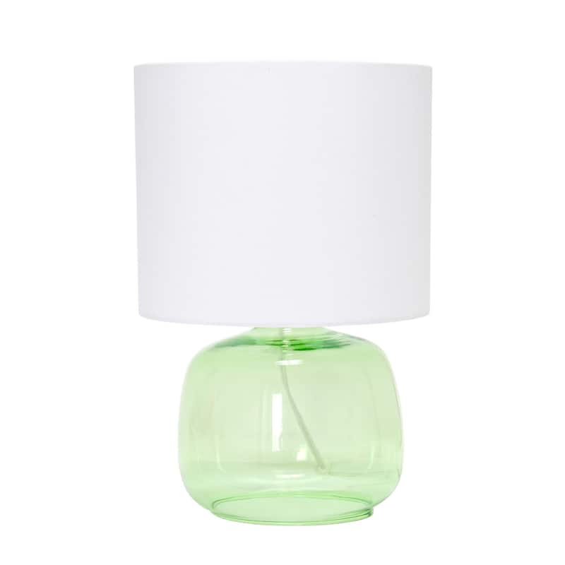Glass Jar Table Lamp with Drum Shade - 13.75" - Green and White