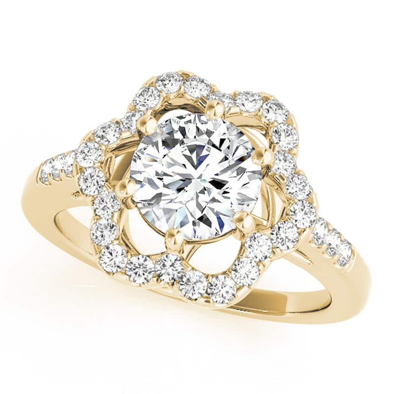Auriya 14k Yellow Gold Lab Grown Round Diamond Halo Engagement Ring 0.50 to 5.00 ct. tw. (F-G VS) - 5.00 ct. center - 4.5