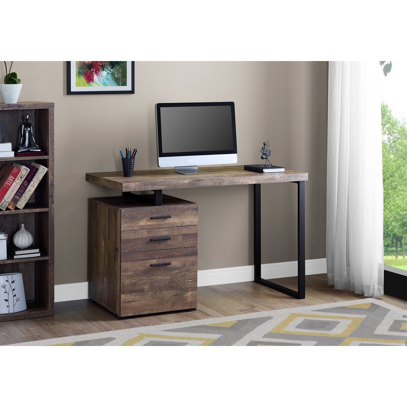 Computer Desk With Storage Drawers Home Office 48 Inch Left Right Setup Workstation Modern Design
