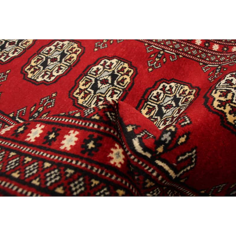 ECARPETGALLERY Hand-knotted Finest Peshawar Bokhara Red Wool Rug - 2'1 x 3'1
