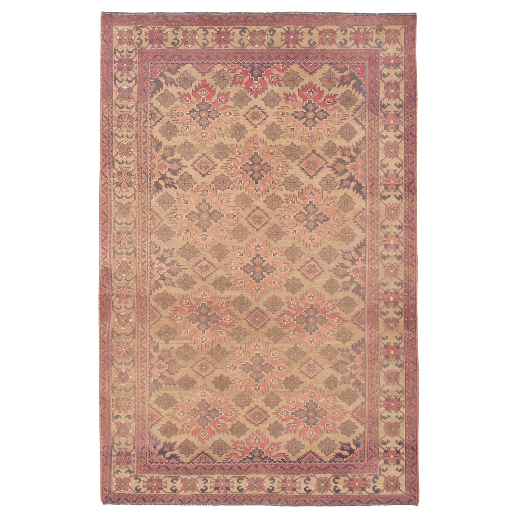 ECARPETGALLERY Hand-knotted Finest Kargahi Khaki Wool Rug - 6'2 x 9'6
