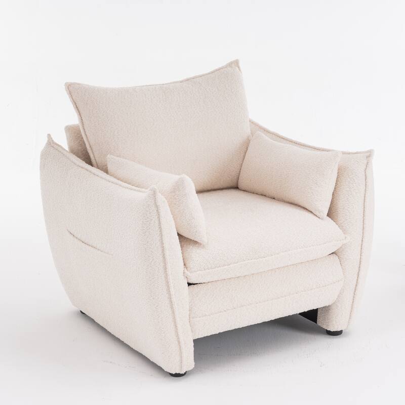 Chenille Sharp-Angle Accent Chairs with Steel Frame and Tool-Free Assembly