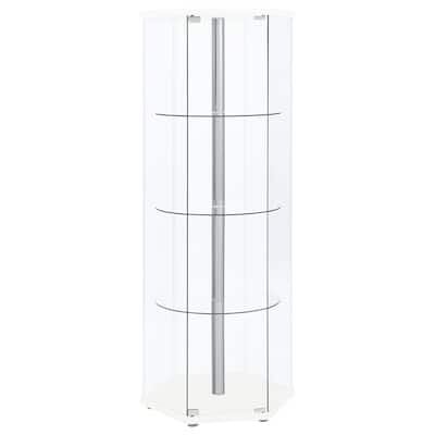 Zahavah 4-shelf Hexagonal Clear Glass Curio Cabinet