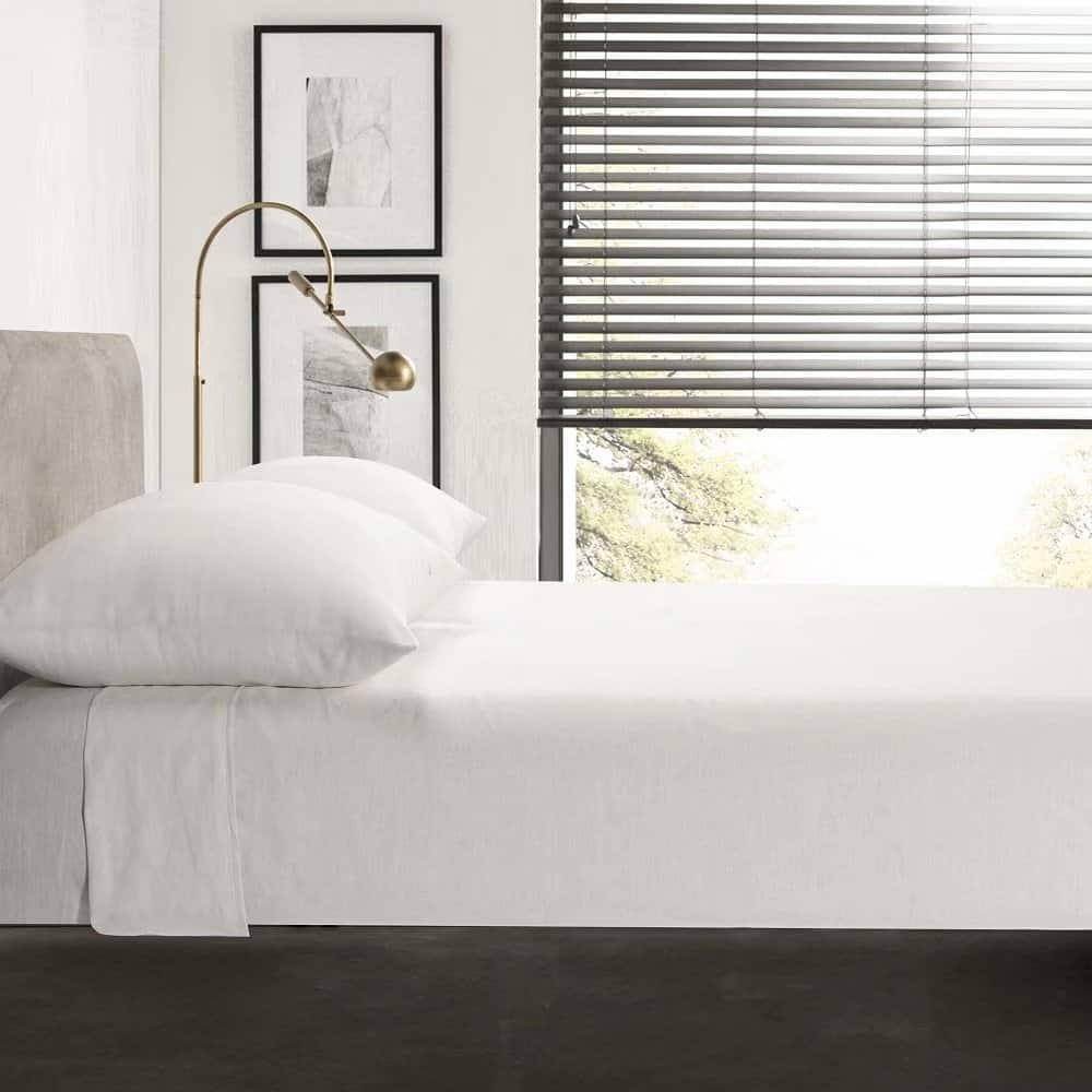 WHOLINENS Stone Washed French Linen Sheets Set 16 Inches Pocket