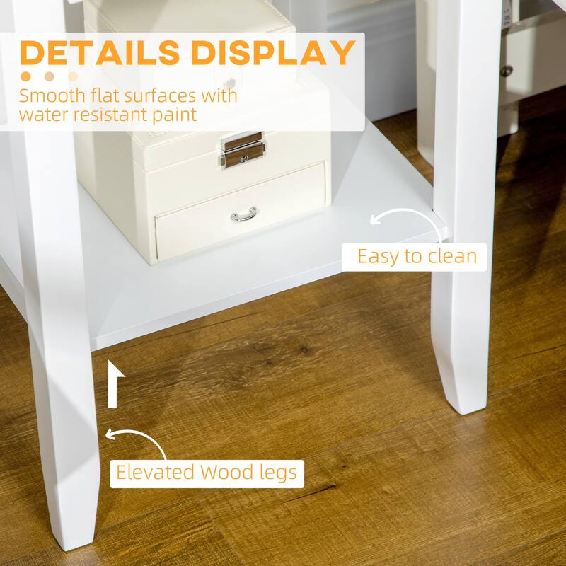2-tier Modern Side Table with Drawer and Bottom Shelf