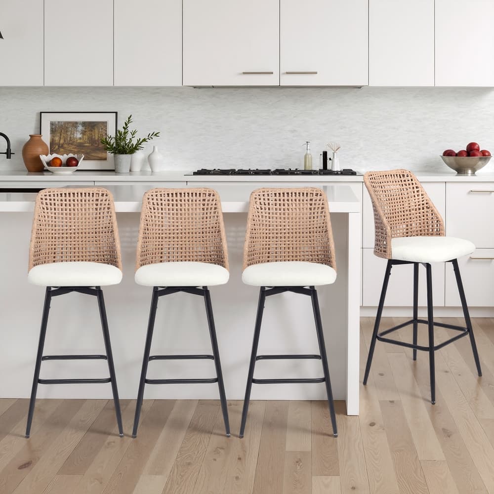 28.7"H Swivel Bar Stools/ Counter Stools with Wicker Back