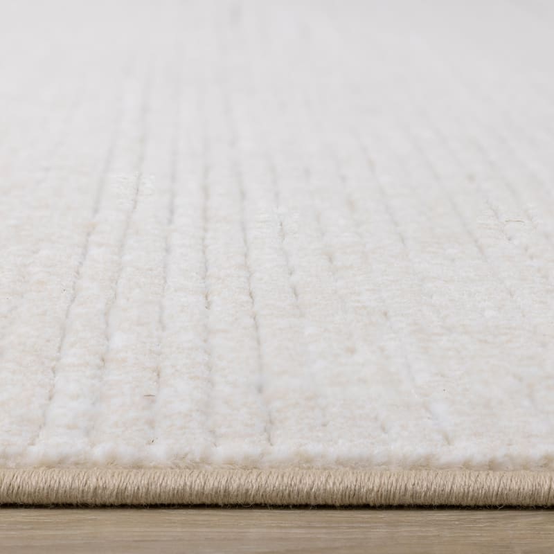 Elizabeth Collection - Cream Banded Plush Rug