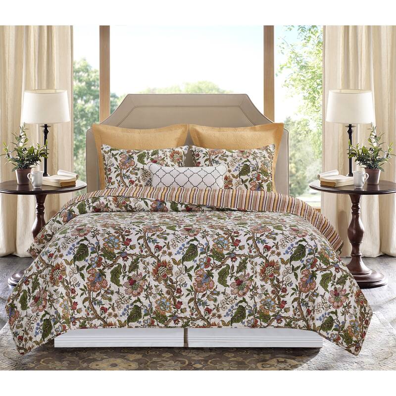 Amara Quilt Set Cotton Reversible Machine Washable Lightweight Bedspread Coverlet
