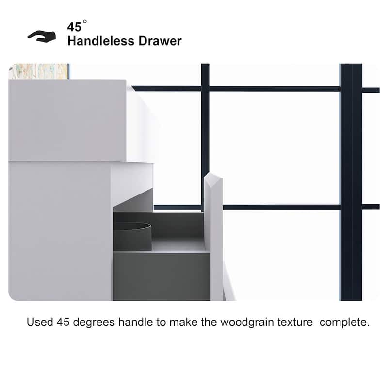 Wood Wall-Mounted Bathroom Vanity Set with White Integrated Resin Sink