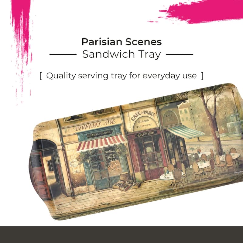 Pimpernel Parisian Scene Melamine Sandwich Tray - 15.25" x 6.5"