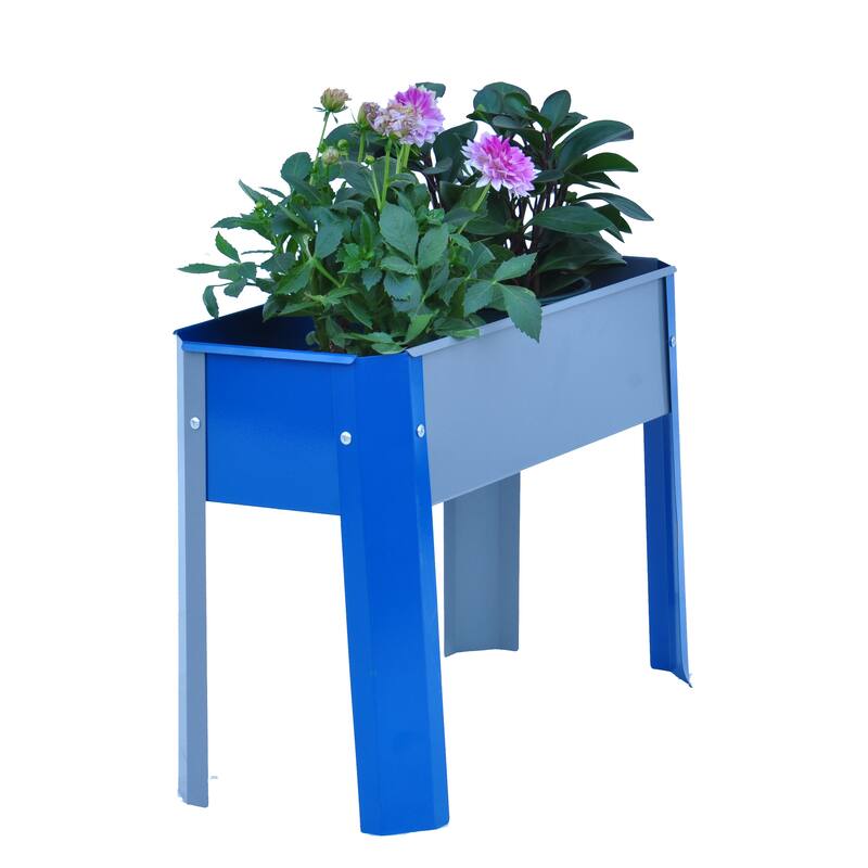 Outdoor Galvanized Raised Garden Bed Elevated Garden Planter Flowerpot Box with Legs for Gardening Vegetables Flower