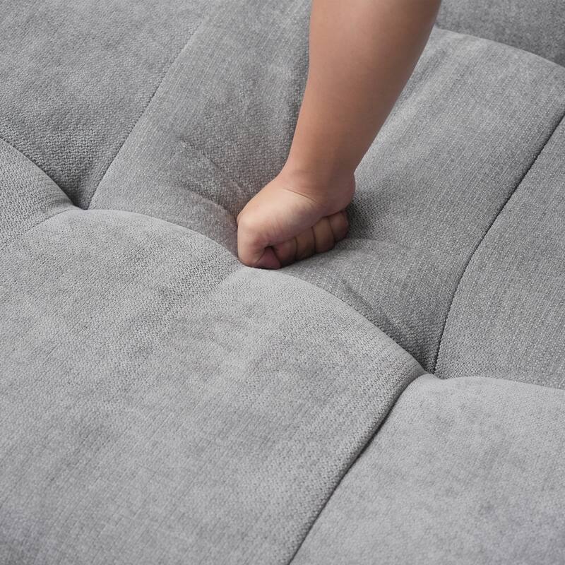 119.27" Linen Modular Sofa Chaise Sectional Sofa with Pillows, Ottoman