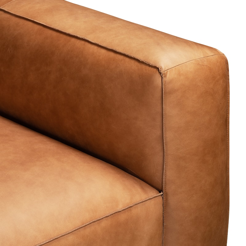 Poly & Bark Piazza Reversible Corner Sectional Sofa in Saddle Tan