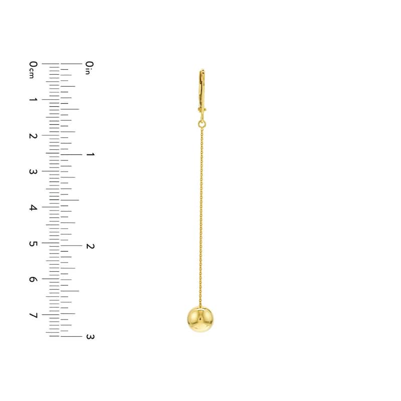 Curata 14k Yellow Gold 75x 8mm Polished Ball Dangle Lever Back Earrings