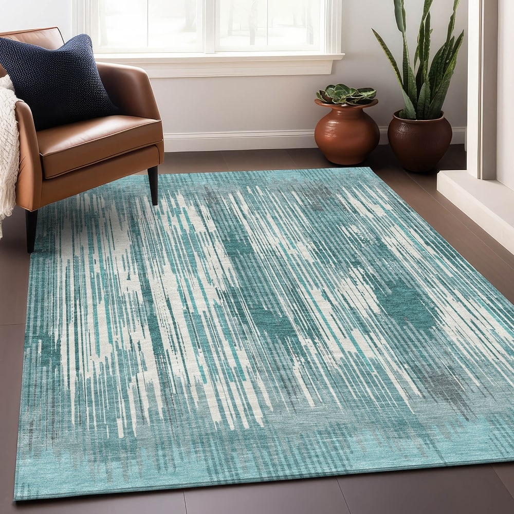 Premium Washable Super Soft Transitional Stripes Mayfield Rug