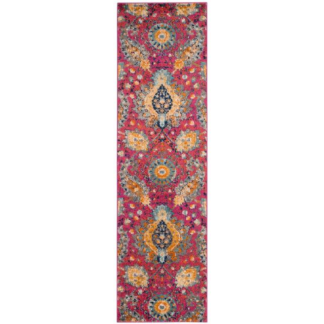 SAFAVIEH Madison Belle Vintage Paisley Pattern Area Rug - 2'3" x 10' Runner - Fuchsia/Gold