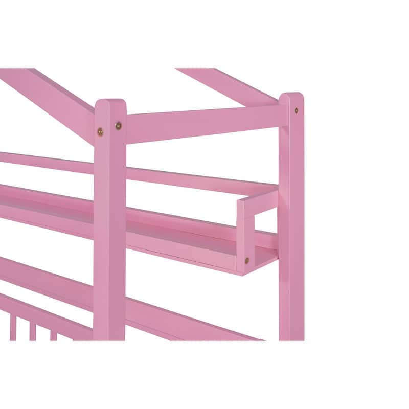 Wooden House Bed with Trundle