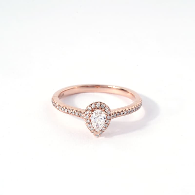 1/3ct TDW Pear Diamond Halo Engagement Ring in 10k Gold for Women - White