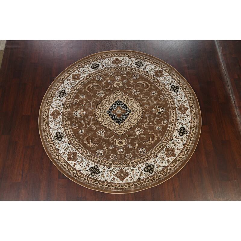 Traditional Brown Floral Oriental Tabriz Area Rug Turkish Carpet