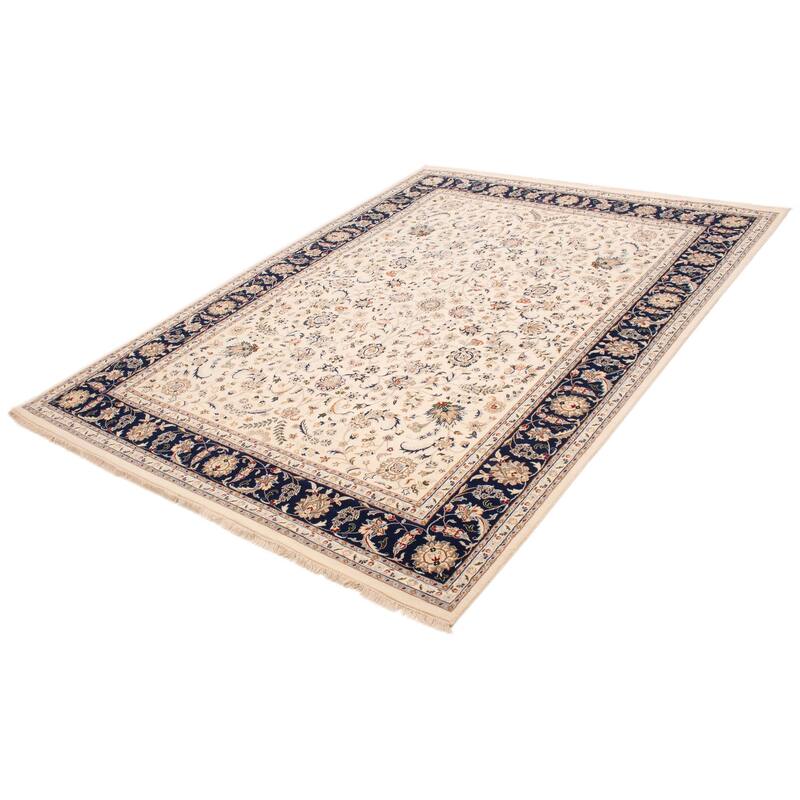 ECARPETGALLERY Hand-knotted Nain Cream Silk, Wool Rug - 8'9 x 12'0