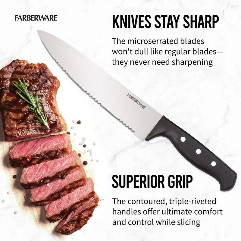 Farberware 22 Piece Stainless Steel Knife and Kitchen Tool Set with Block - N/A