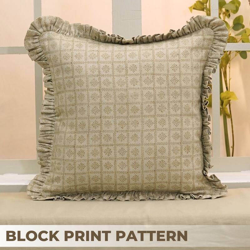 Sophisticated Classic Indian Block Print Cushion Cover- CHOCOCHIP