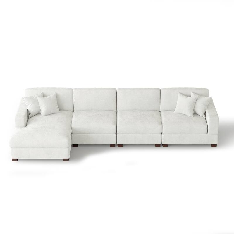 Oversized Modern Chenille L-shape Modular Sectional Sofa with Chaise