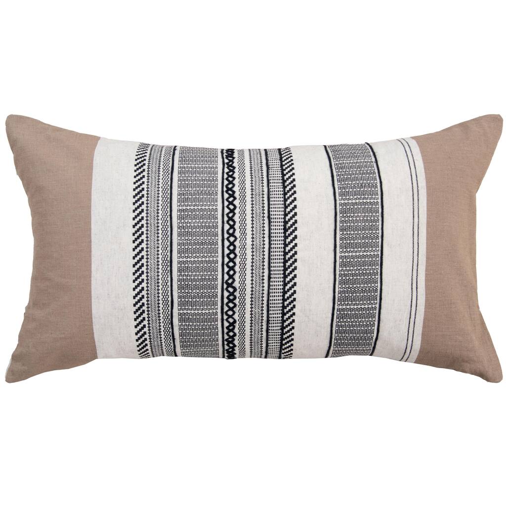 Donny Osmond Natural/Brown Stripe Modern Craft Throw Pillow