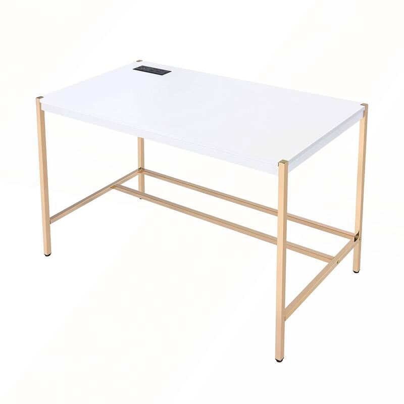 Rectangular Writing Desk with USB Ports