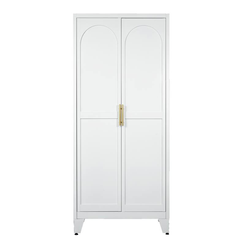71'' Metal Storage Cabinet with Doors and Adjustable Shelves - White