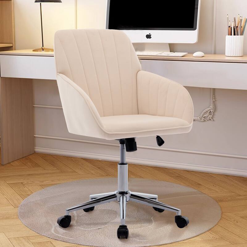 Modern Upholstered Swivel Office Chair - khaki