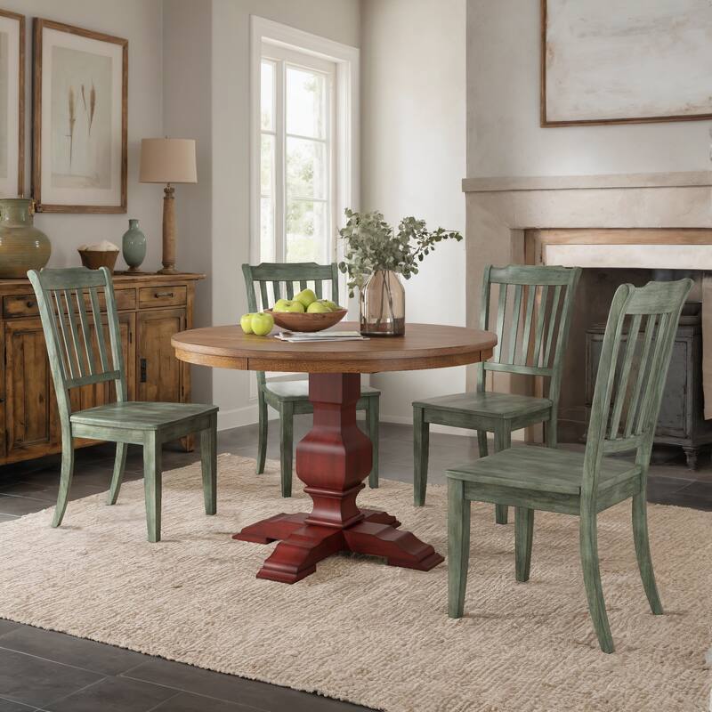Ronda 45" Round Solid Wood Top Dining Set with Spindle Back Chairs