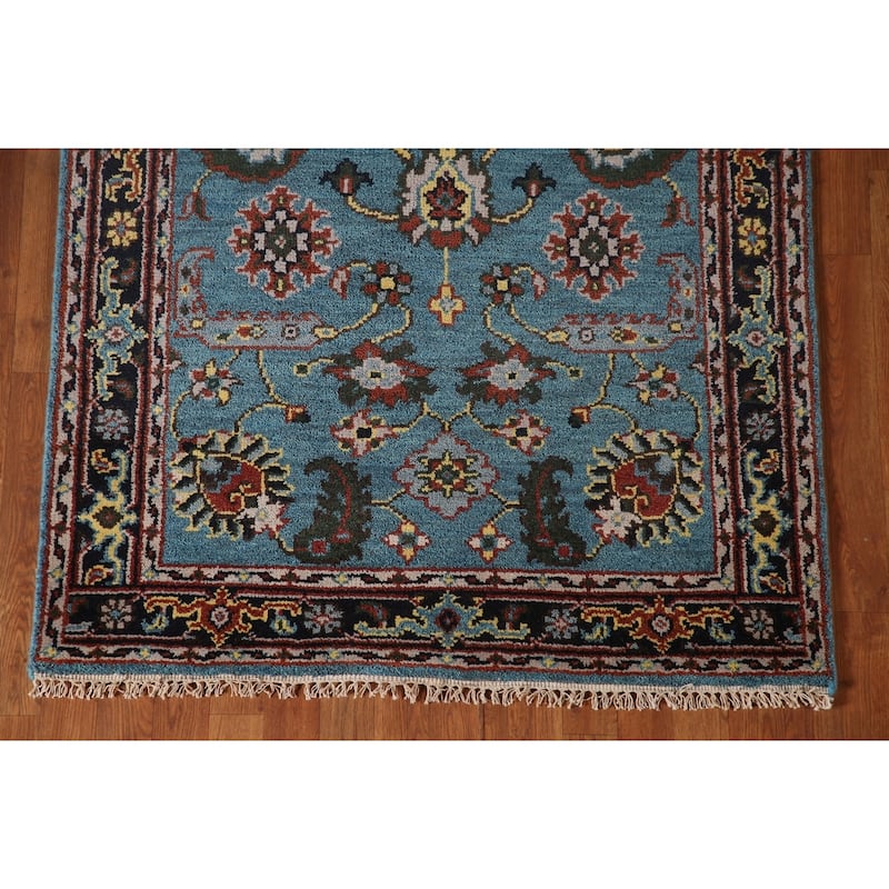 Blue Oushak Accent Rug Hand-Knotted Wool Carpet - 4'0"x 5'11"