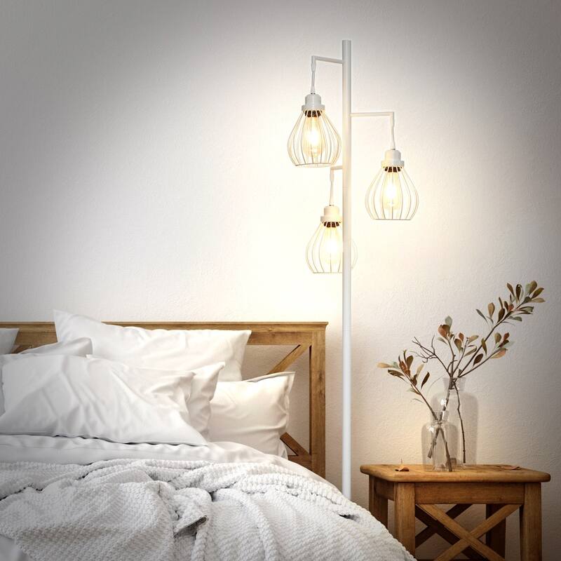 Brightech Teardrop 68 in. Industrial 3-Light LED Super Bright Floor Lamp with 3 Black Metal Teardrop Shades