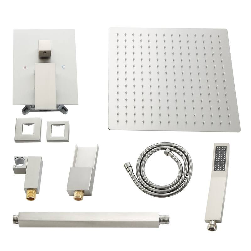 Topcraft 12-inch Ceiling Mount Square Shower System with Rough-in Valve - 12*12