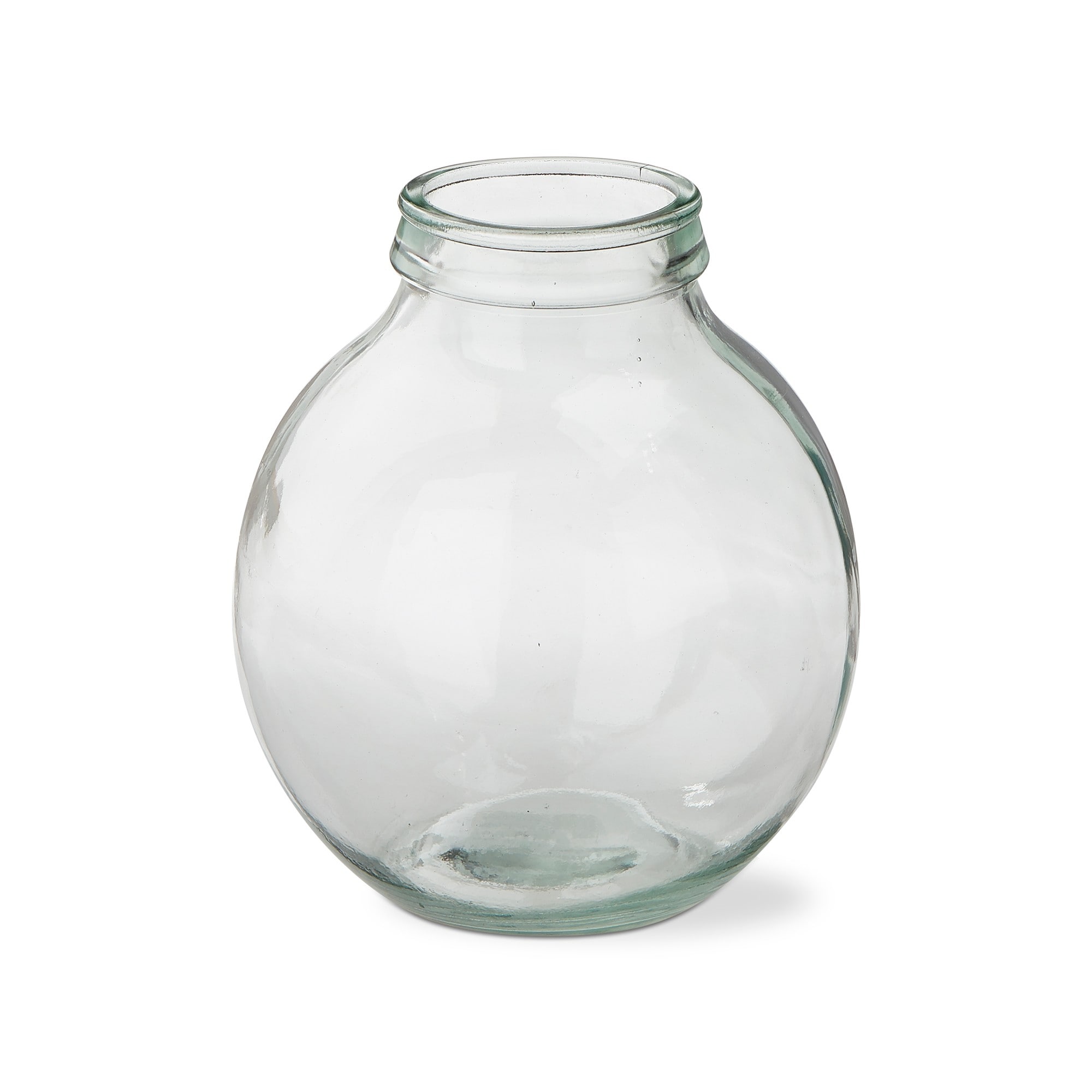 Decorative Jar Vase Clear Recycled Glass Small Size 9.3 Diameter x 11.4 H, inch.