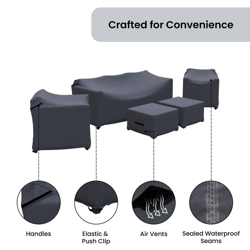 Forever Patio Outdoor Wicker Conversation Furniture Cover Set ( Set of 5 ) - 32 x 76 x 30