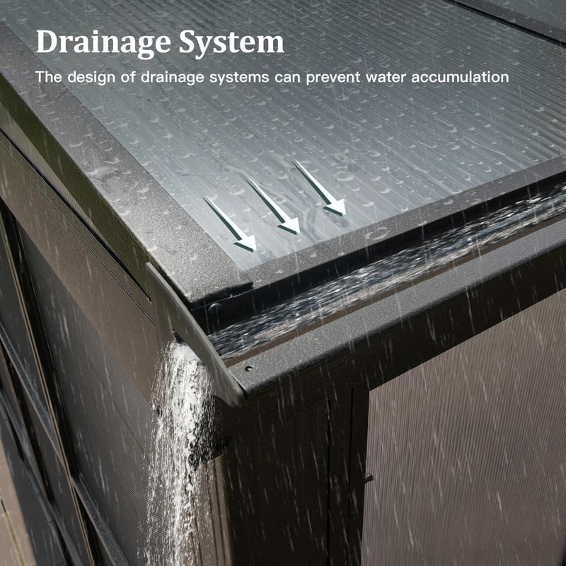 Domi Wall-Mounted Sunroom with Sloped PC Roof and Lockable Sliding Doors