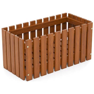 Costway 1/2 PCS Solid wood patio furniture outdoor slat style flower