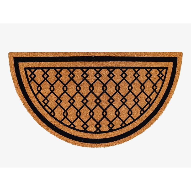 A1HC Natural Coir Flock Door Mat for Front Door, Anti-Shed Treated Doormat - 30"X60" - Beige/Black