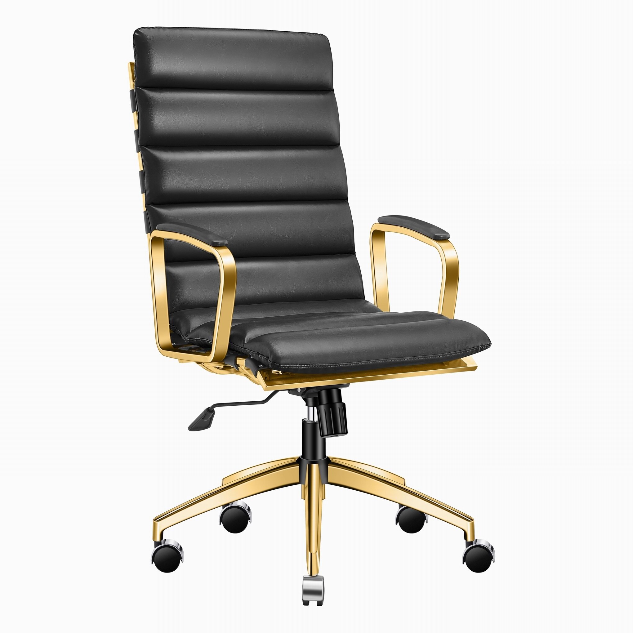LUXMOD® Faux Leather/ Gold Frame Adjustable/ Swivel Office Chair w/ Padded Arms