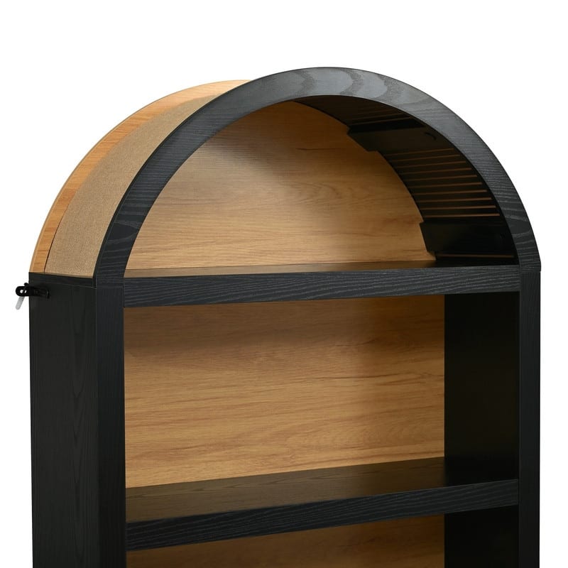 Farmhouse 3-Piece TV Stand Set for TVs Up to 70", Entertainment Center with Arched Sideboard and Glass Doors for Living Room