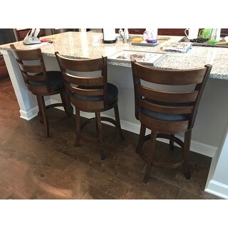 Verona Linen Ladder Back Swivel 24-inch High Back Counter Height Stool by iNSPIRE Q Classic