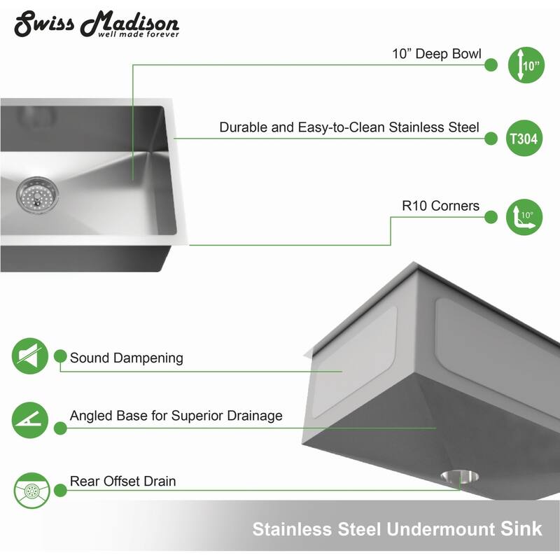 Swiss Madison Rivage 23" Undermount Single Basin Stainless Steel