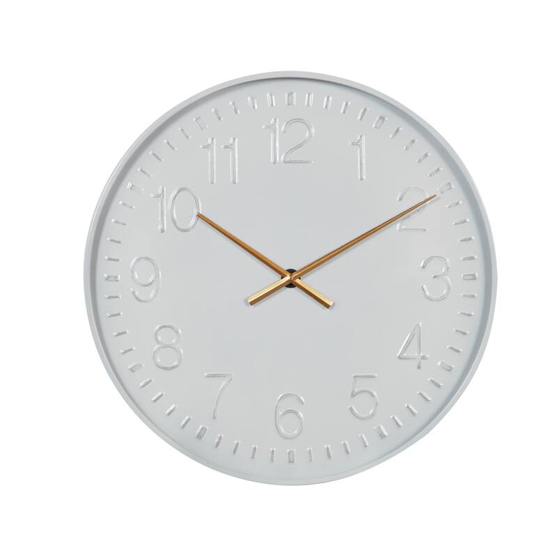 Metal Round Wall Clock - White - Roche River Decor - 2"W x 24"L x 24"H