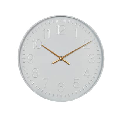 Metal Round Wall Clock - White - Roche River Decor - 2"W x 24"L x 24"H