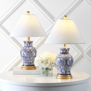 Ziggy 21" Ceramic/Iron Classic Modern LED Table Lamp, Blue (Set of 2) by JONATHAN Y