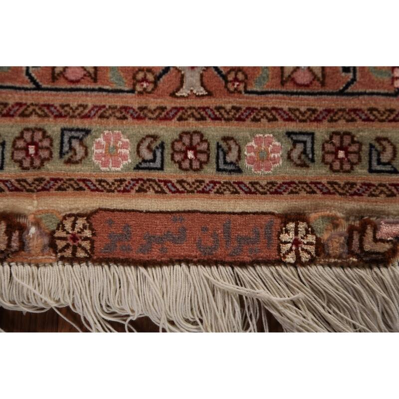 Geometric Tabriz Oriental Rug Handmade Wool Carpet - 5'1" x 6'11"